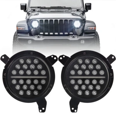 Kit de faros de proyección LED Eagle Lights negros de 7" con DRL para Jeep Wrangler JL Foto 1 de 4