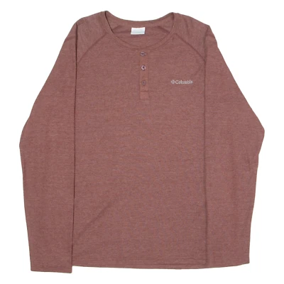 COLUMBIA Mens T-Shirt Maroon Long Sleeve Button Neck M - Image 1 of 4