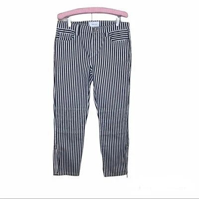 Current Elliott Size 29 Pant The Cropped Lexton Blue White Stripe Zipper Ankles - Image 1 of 4