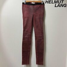 HELMUT LANG Leather Skinny Pants Women Size 2 Dark Red Rare From Japan Genuine