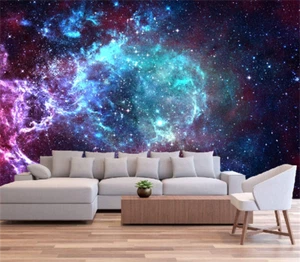 3D Star Field in Space Galaxy Wall Murals Universe Wallpaper for Kids Bedroom - Picture 1 of 5