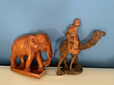 Großer Holz Elefant, Kamel mit Reiter, Handarbeit