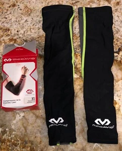 MCDAVID Compression Basketball Arm Sleeves Pair Black Grey Yellow NEW Mens Sz XS - Picture 1 of 4