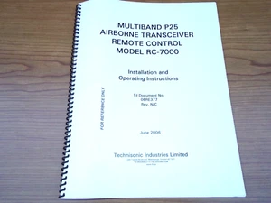 Techsonic Multiband P25 Airborne Receiver Remote Control Model RC-7000 Manual - Picture 1 of 2