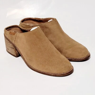 TOM'S LEILA Marrón Gamuza Tacón Bloque Zueco Mula Botines Zapatos Wm 8US 38.5EU Foto 1 de 4