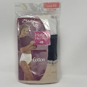 Hanes Her Way 100% Cotton Briefs Panties Size 10 Multicolor 3 Pack Vintage 1996 - Picture 1 of 6