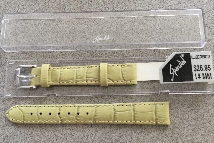 14mm Speidel Genuine Leather Alligator Matte Stitched Olive Ladies Watch Band - Imagem 1 de 1