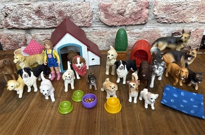 SCHLEICH 19 DOGS LOT INCLUDING  German Shepherd Lab Husky Puppies More FIGURES - Image 1 of 4