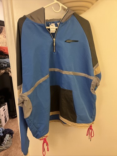 Puma RHUDE Uomo Taglia XL Riflettore Mezza Zip Pullover Giacca con Cappuccio Raro Blu