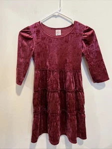 Wonder Nation Girls Burgundy Brick Velour Dress Size S(6-6X) - Picture 1 of 2