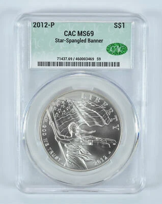 2012-P Star-Spangled Banner Commemorative Silver Dollar MS69 CAC - Image 1 of 4