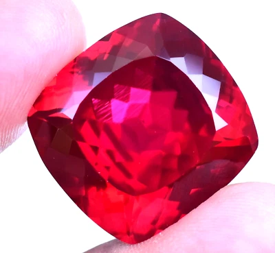 37.30 CT Natural Mozambique Blood Red Ruby Certified Excellent Cushion Gemstone - Image 1 of 4