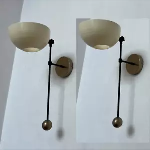 Wall Sconce Pair Of Beautiful Handcrafted Shade Crema Italian Light Fixture. - Picture 1 of 8