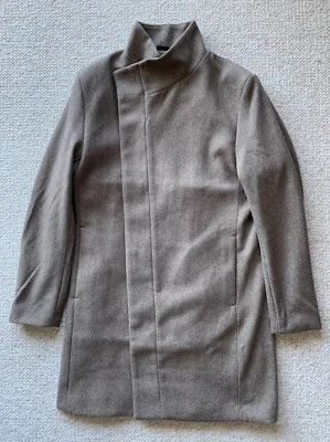 hm Funnel Neck coat Conscious Wool-blend Asymmetrical Size 38 Beige Melange - Image 1 of 4