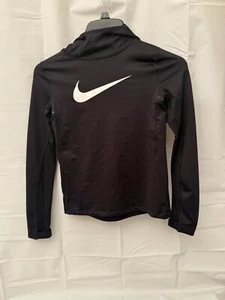 Girls Junior Nike Pro Sweatshirt Black With Burgundy Nike Pro Leggings - Picture 1 of 15