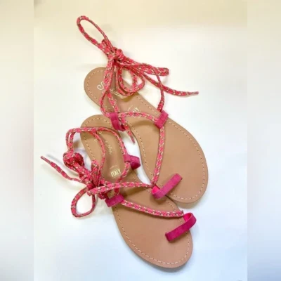 Sandalias Gladiador Seychelles Rosa Trenzado Con Cordones Talla 8 Foto 1 de 3