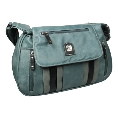 CHARM & SHAPE Handtasche Damen Tasche Umhängetasche Schultertasche Blau Grau Mode Klassisch