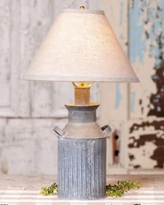 Milk Jug Lamp with Ivory Linen Shade by Irvin's Country Tinware - Picture 1 of 2