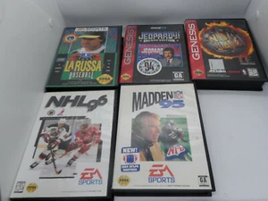 Lot (5) Sega Genesis ~ La Russsa Baseball, Jeopardy, Jam TE, NHL 96, Madden 95 - Picture 1 of 10