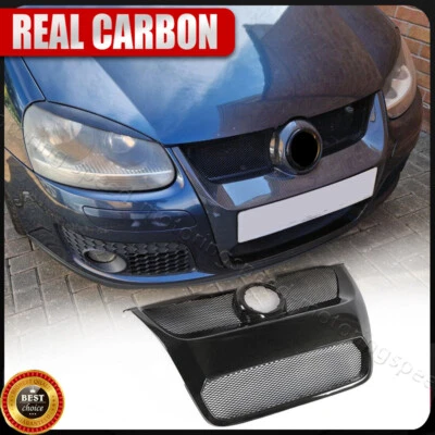 Cubierta de parrilla de riñón parachoques delantero de carbono real para Volkswagen Golf 5 GTI MK5 05-08 Foto 1 de 4