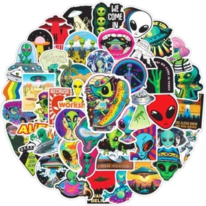 10 Random ET Alien Stickers UFO Extraterrestrial Decals Hydro Yeti Free Shipping - Picture 1 of 5