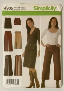 SIMPLICITY #4965 SIZES 4-6-8-10 MISSES' PANTS & SKIRTS IN 2 LENGTHS PATTERN UC - Picture 1 of 4