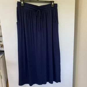 Basic Additions Soft Navy Blue Stretchy Maxi Skirt. 1X (16-18) - Picture 1 of 5