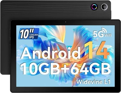 JENBIZZ 2025 Newest Android 14 Tablet 64GB ROM (1TB TF) 10 inch WiFi 5000mah Dual Camera