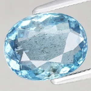 Baya de aguamarina Santamaría azul brasileño sin calefacción natural ovalada de 1,83 quilates 9,1 x 7,3 mm - Imagen 1 de 4