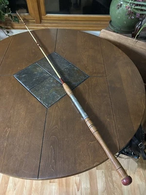 Caña de pescar oceánica vintage fibra de vidrio pesada con mango de madera 57" Foto 1 de 4