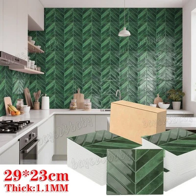 50x Green Kitchen Stick on Tile Stickers Bathroom 3D Self Adhesive Wall Tiles UK - Image 1 of 4