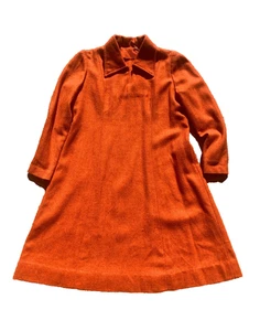 Vintage 70's Rust Orange Wool Tunic Dress - Size S/M - Picture 1 of 10