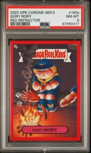 Secchio Spazzatura Bambini 2022 GPK Cromo Serie 5 Gory Rory 1/5 Rosso Rifrattore PSA 8 ⭐⭐ - Foto 1 di 2