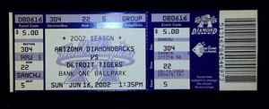 Arizona Diamondbacks Detroit Tigers Full Ticket Mark Grace Luis Gonzalez HR 2002 - Picture 1 of 2