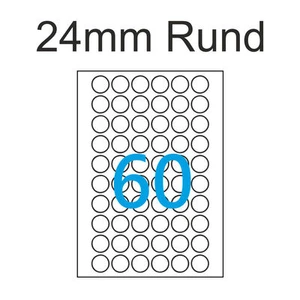 240 runde Etiketten 24mm Weiss 4 Blatt A4 Aufkleber Rundetiketten Kores 24x24 - Bild 1 von 3
