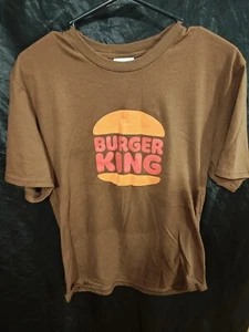 Burger King Logo Brown T Shirt Size M Unisex Crew neck Short Sleeve Employee - Picture 1 of 5