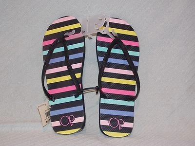 Chanclas OP Ocean Pacific negras multicolores a rayas brillantes talla XL (11/12) Foto 1 de 4