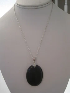 ARTISAN NATURAL BLACK JASPER GEMSTONE NECKLACE - Picture 1 of 2