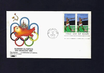 1979 First Day Cover, 10 cent Stamp, Summer Olympics XXII Moscow - Image 1 of 2