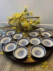 13 PCS Chinese Porcelain Sauce bowl with Blue DRAGON Rice Grain Pattern 4"x1 - Picture 1 of 4