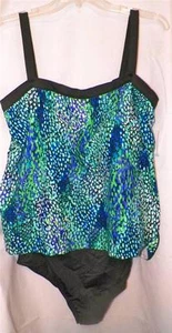 Womens 22W Bathing Suit Maxine of Hollywood Black Blue White Bra New Tags - Picture 1 of 6