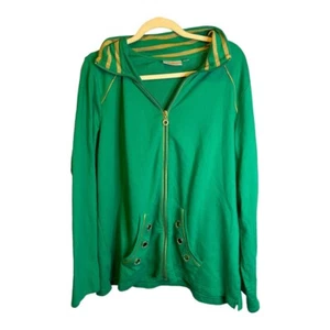 Quacker Factory Sweatshirt Damen Gr. 1X Grün Gold Streifen - Bild 1 von 4