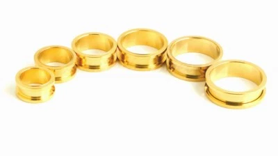 8-50mm Gold Screw Fit Ear plug Tunnel Stretcher Earing 316L Steel Threaded Gauge - Image 1 of 4