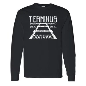Long Sleeve T shirts - "Terminus Walking" - Regular Fit Funny Mens Graphic Tees - Picture 1 of 2