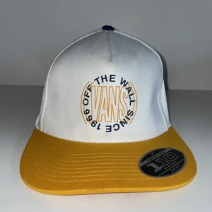 VANS Off The Wall Trucker Snapback Baseball Hat Cap Flexfit White Yellow - Picture 1 of 5