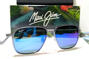 NEW Maui Jim Beaches Aviator Titanium Polarized Blue Hawaii Sunglass MJ541N-27A - Picture 1 of 12