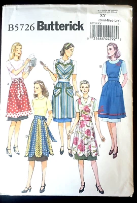 Butterick Sewing Pattern B5726 5 Aprons Sizes Sm Med Lg UNCUT - Image 1 of 4