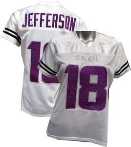 Custom Womens Blinged Football WHIT Jersey,ANY NAME,Justin Jefferson - Picture 1 of 5