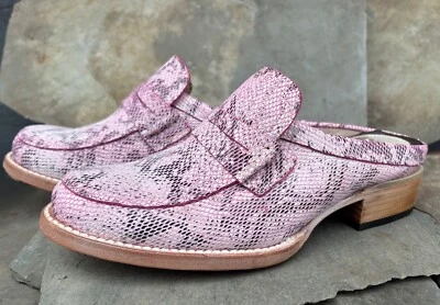 NWOB FREEBIRD by Steven “Monalisa” (8) Pink Snake Mules Reptile Leather Slides - Image 1 of 4