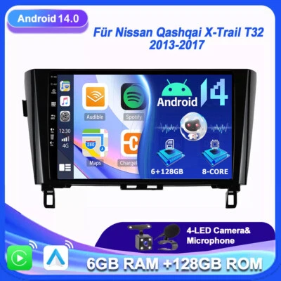 6G+128GB Für Nissan Qashqai X-Trail T32 2013-17 Autoraido Android14 CarPlay WIFI - Bild 1 von 4